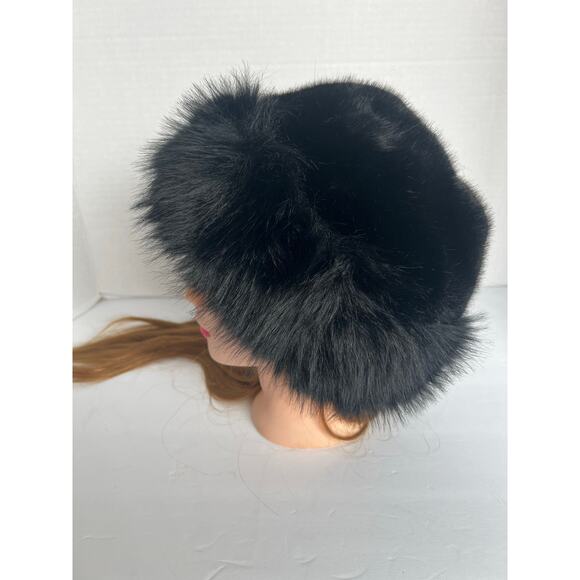 NEW Mongolian Fluffy Furry Black Faux Fur Luxury Ear Coverage‎ Bucket Beanie Hat main image 5